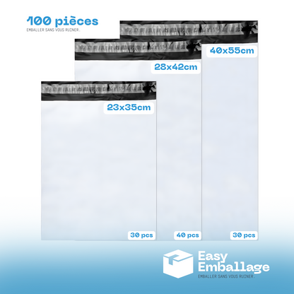 Mix Pochettes expéditions - 100 pièces - 30 M / 40 L / 30 XL